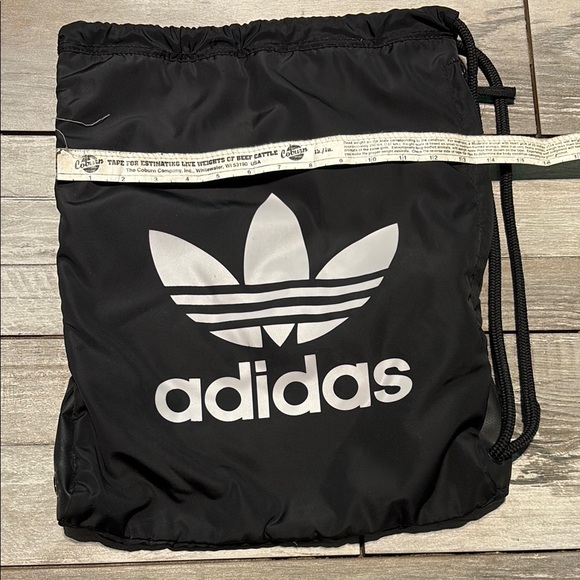 ADIDAS Black and White Logo Drawstring Bag - Picture 2 of 4